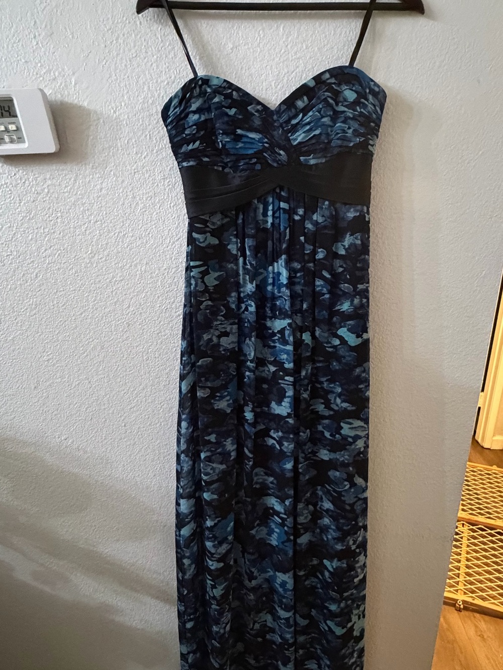 BCBGMaxAzria Navy and Teal Patterned Maxi Dress